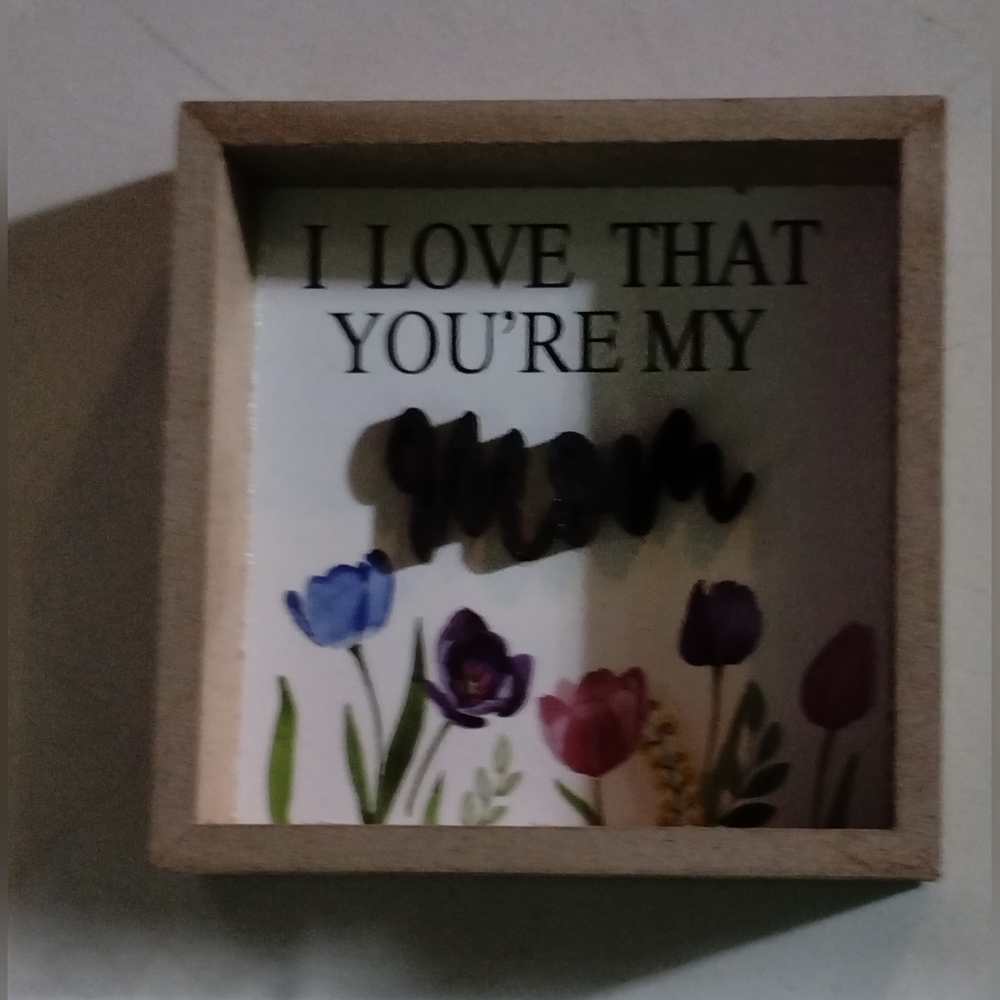 Mother's Day Gift I Love That You're My Mom Floral Mom Quote Wooden Frame New - Picture 5 of 8